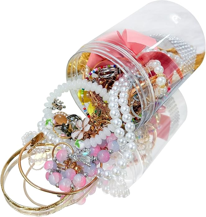 SMUOBT Mystery Jewelry Jar Bundle - 40-45 Piece Surprise Jewelry Box for Women,Gift Set (Necklace, Earrings, Rings,Kracele...