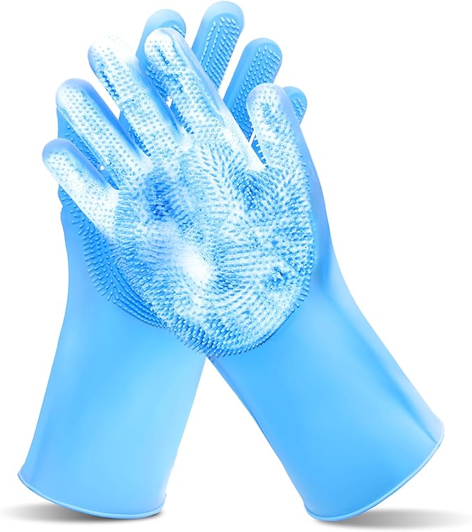 Maiiu Pet Grooming Gloves—Heat Resistant Dog Washing Gloves with High-Density Teeth, Dog Bath Scrubber with Enhanced Five ...