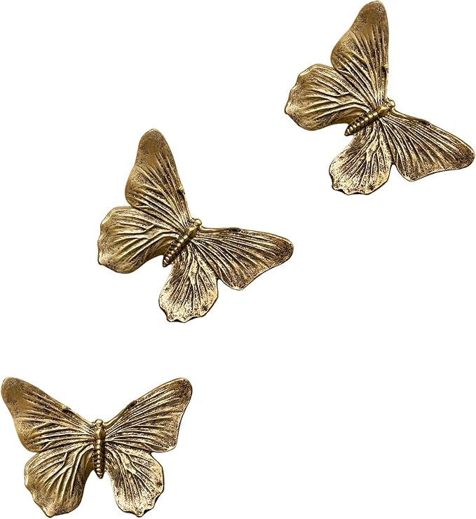 GUSFREUD 3D Butterfly Wall Decor Set – Resin Wall Decorations for Living Room, Bedroom and Gallery Walls - Antique Copper...