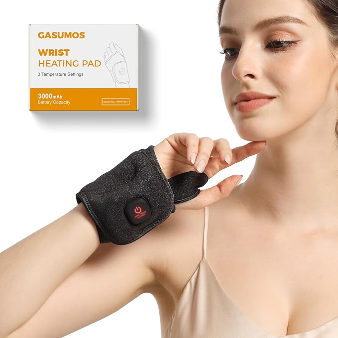 Wrist Heating Pad, Heated Wrist Wrap for Pain Relief, Heated Wrist Brace with 30 Mins Auto-Off, 3000mAh Battery, 3 Heating...