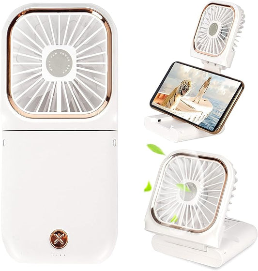 Portable Mini Fan Small Battery Operated Fan 5 in 1 as Power Bank,Phone Holder,Handheld Fan,Desk Fan, USB Rechargeable Per...