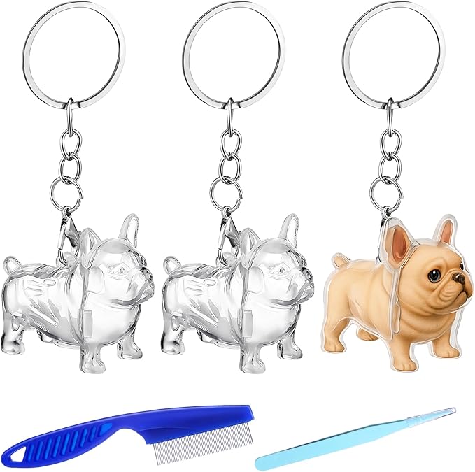 Nosiny 3 Pcs Dog Hair Collector Keychain Charm Memorial Storage Box Plastic Pet Fur Holder Keyring Cute Dog Hair Keepsake ...