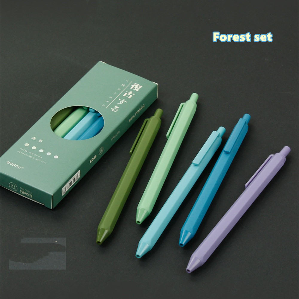 Retro Color Gel Pen Hexagonal Push K-35