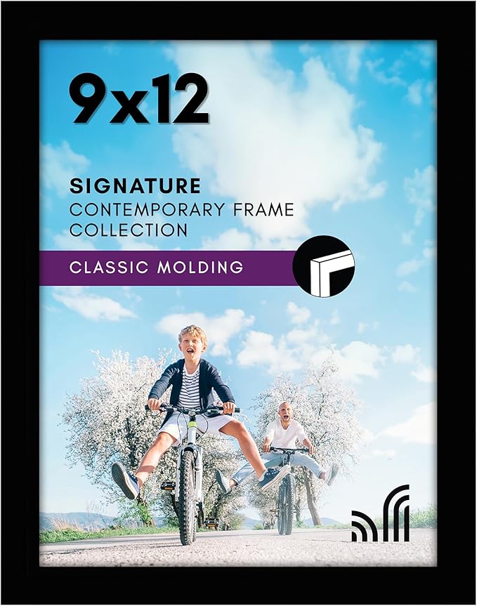Americanflat 9x12 Picture Frame with Shatter-Resistant Glass - Signature Collection - Gallery-Style Frames Made of Enginee...