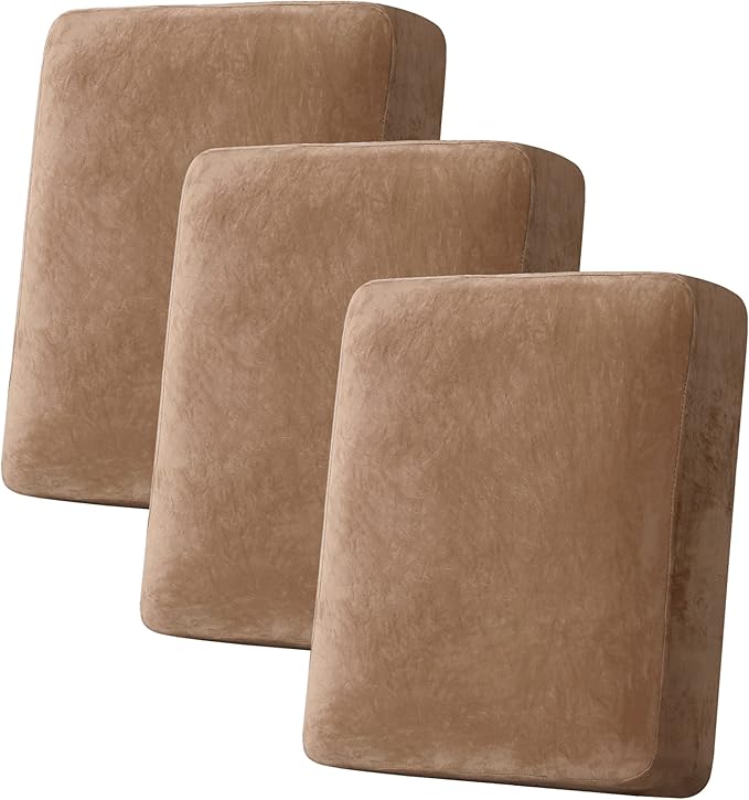 H.VERSAILTEX Velvet Stretch Couch Cushion Cover Plush Cushion Slipcover for Chair Loveseat Sofa Cushion Furniture Protecto...