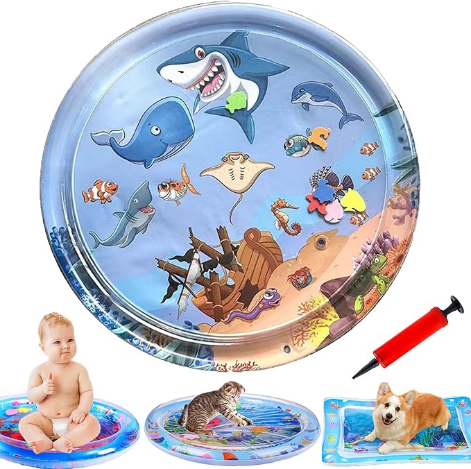 bailconti Cat Water Mat, 2025 Upgraded Thickened Anti-Scratch Leak Proof Cats Water Sensory Play Mat with Floating Fish, P...