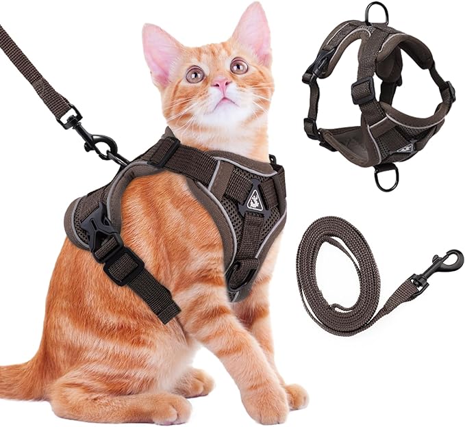 Cat Harness and Leash for Walking Soft Cat Harness Escape Proof, Adjustable Kitten Harness Cat Leash Reflective Strips Jac...