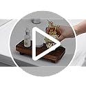FLYIEE Wood Risers for Decor Display, Bathroom Counter Sink Decor, Dish Soap Tray Wood Tray for Kitchen Counter, Small Woo...