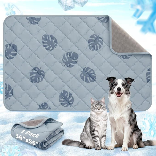 LOOBANI Dog Cooling Mat for Large Dogs - 56"x36" Pet Cooling Mat with Anti-Slip Bottom, Waterproof Self-Cooling Dog Pad fo...
