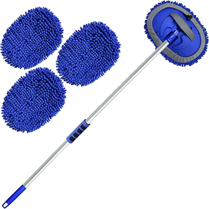 Wontolf 62'' Car Wash Brush Kit with Long Handle, Chenille Microfiber Car Wash Mop Mitt Scratch-Free Car Detailing Cleanin...