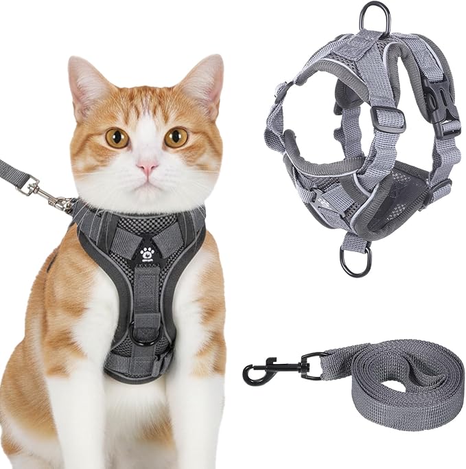 Hadnves Cat Chest Harness and Leash Adjustable Mesh Cat Leash and Chest Harness Set Soft Breathable Anti Escape Vest Harne...