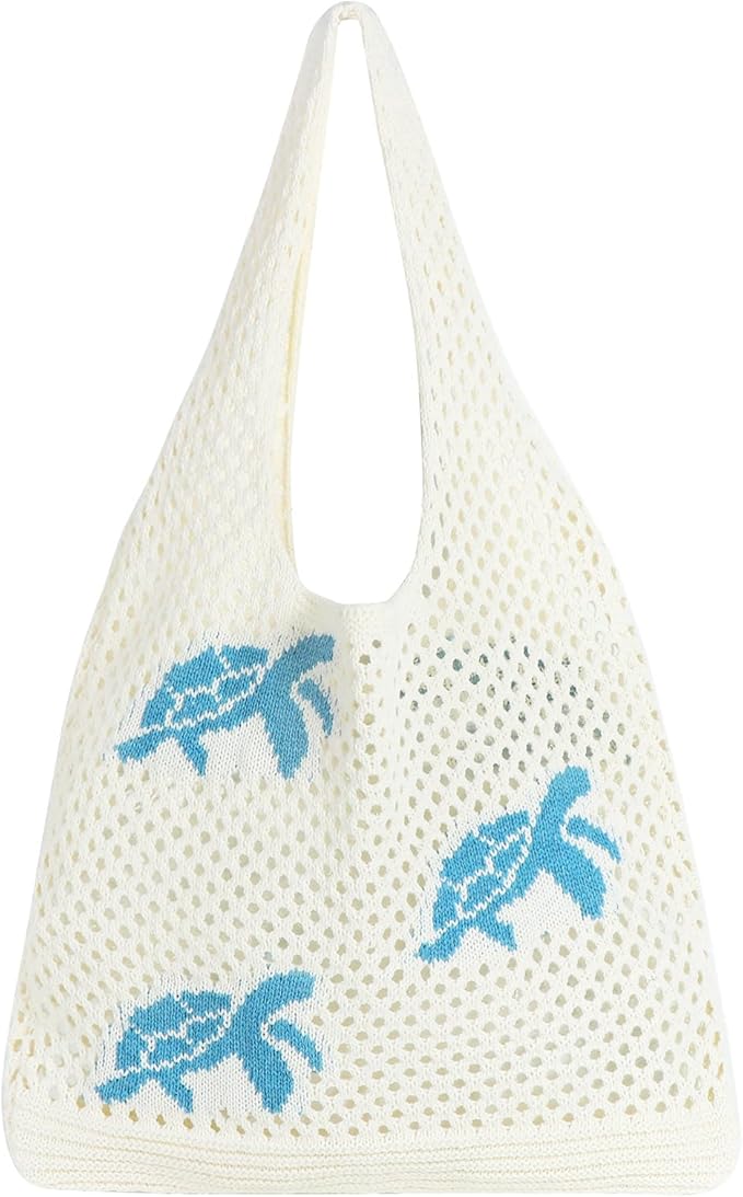 Topdear Crochet Tote Bag for Women, Aesthetic Crochet Mesh Beach Tote Bag, Summer Vacation Knitted Bag for Women Shoulder