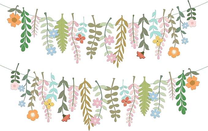 KatchOn, Pastel Flower Banner Garland - 6.5 Feet, Pack of 2 | Cheerland Flower Banner | Wildflower Garland Floral for Wedd...
