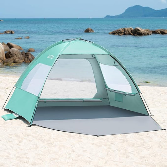 OutdoorMaster Beach Tent for 3/4/6/8 Person - Easy Setup Sun Shade Shelter, Portable Beach Shade Sun Canopy with UPF 50+ U...