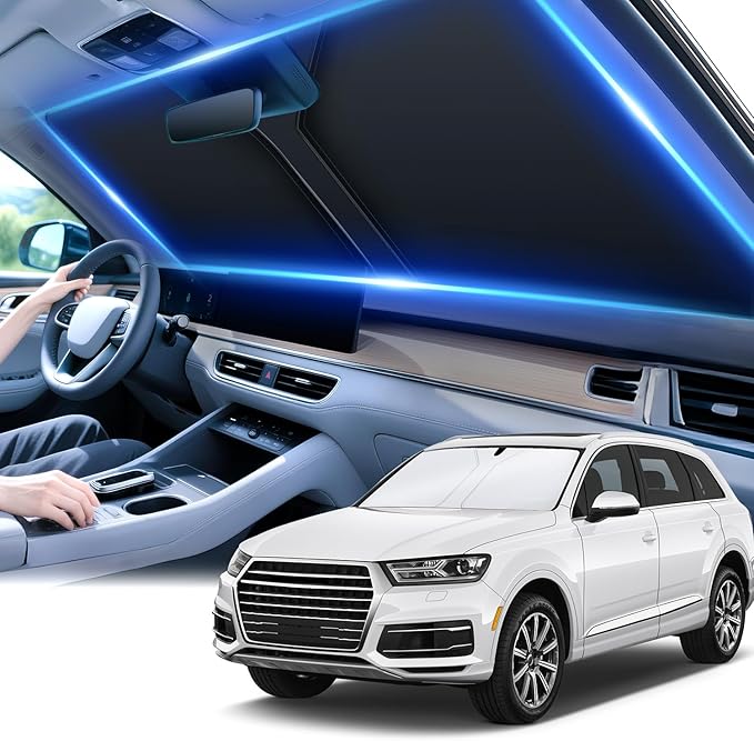 SINGARO 300T Universal Car Windshield Sun Shade, Foldable Reflective for Windshield & Window Shades with Overlapping Desig...