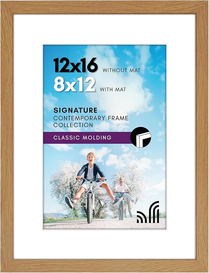 Americanflat 12x16 Picture Frame with Shatter-Resistant Glass - Use as 8x12 Frame with Mat or Display 12x16 Photo Without ...