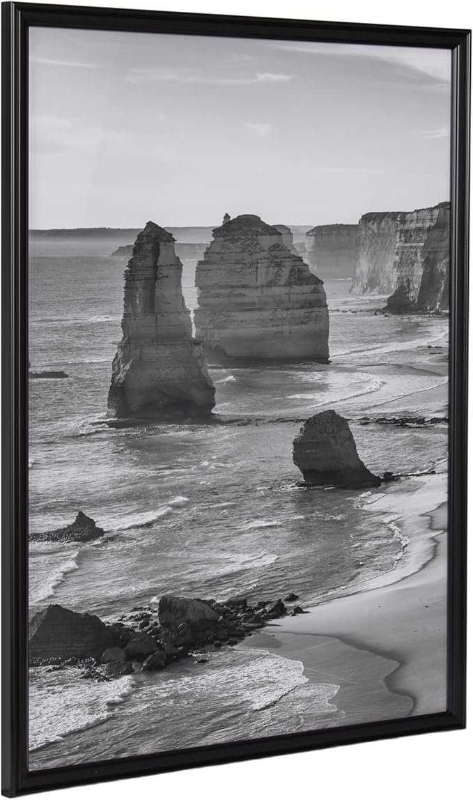 Kate and Laurel Adlynn Modern Rectangle Poster Frame, 20 x 26, Black, Minimal Large Photo Frame for Use as Movie Poster Di...
