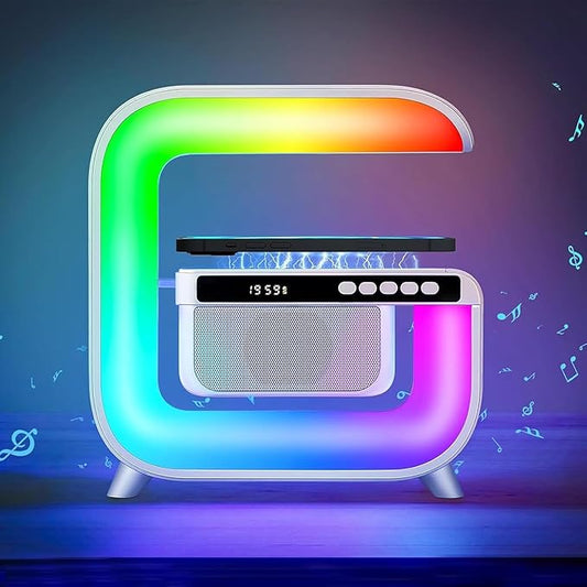 Table Lamp with Hi-Fi Bluetooth Speaker, Bedside LED Lamp with Up to 15W Qi Wireless Charger, Color Changing Mood Lamp wit...