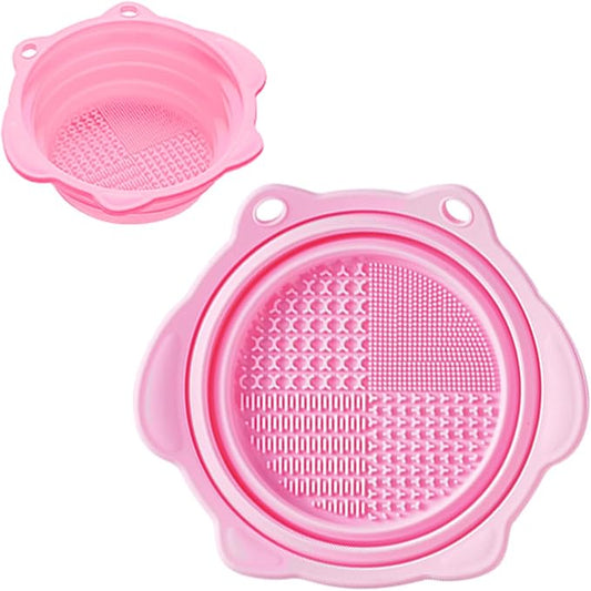 QidaiaLuck Paint Brush Cleaner Mat,Foldable Silicone Makeup Brush Cleaner Pad Bowl,Portable Cleaning Tool for Paintbrush,B...