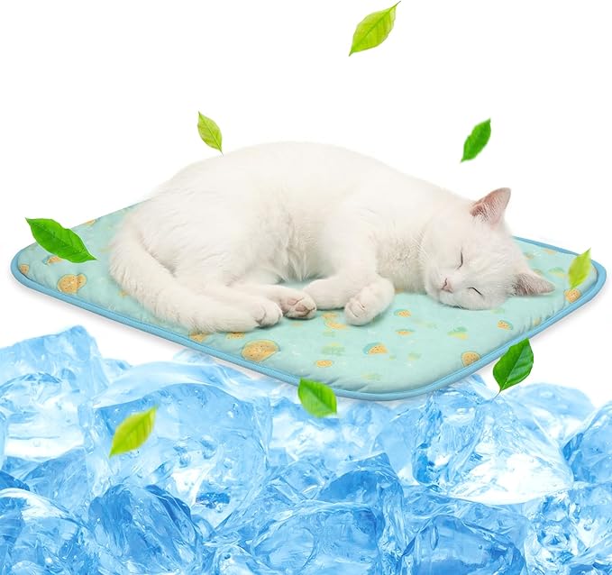 NWK Pack of 4 Pet Cooling Mat -Q-Max>0.345 Ice Silk Cooling Mat for Dogs & Cats Portable & Washable Pet Cooling Blanket, C...
