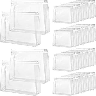 cobee 50 Pcs Clear Makeup Bags Bulk, Mini Cosmetic Organizer for Travel Small Transparent Zipper Pouch PVC Waterproof Pouc...