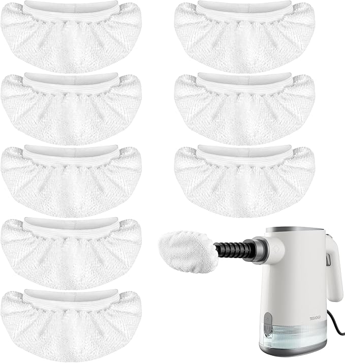 TEEVOGO 8 Pack Universal Microfiber Cloths for Handheld Steam Cleaner, Double-Layered Reusable & Washable Pads, Compatible...