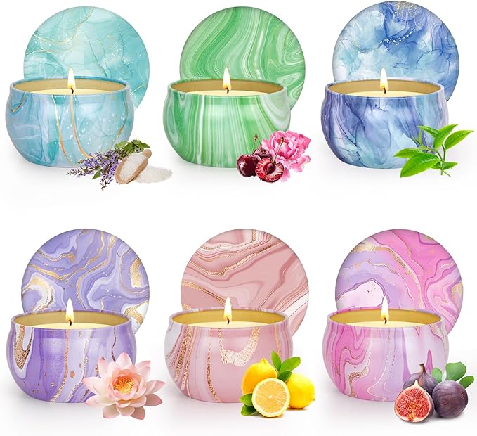 Candles Gifts for Women, 6 Pack Scented Candles for for Home Scented, Natural Soy Wax Aromatherapy Candle Gift Set for Chr...