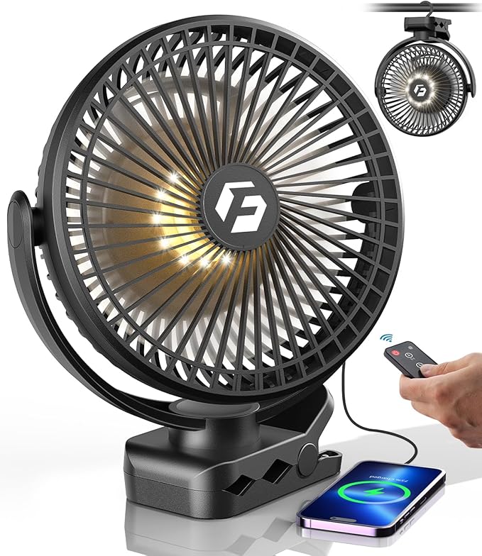 40000mAh Clip on Fan for Golf Cart - 8-inch Portable Rechargeable Fans - Max Up to 150Hrs Work Time - Battery Operated Fan...