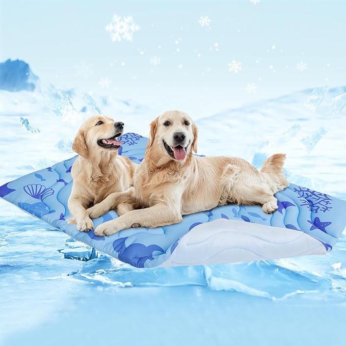 PAWCHIE Summer Dog Cooling Mat, Reversible Self-Cooling Mat for Large Dogs, Washable Pet Ice Cool Pad Blanket, Pet Sleepin...