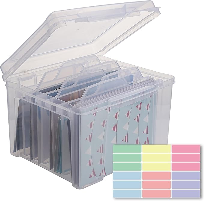 Find Scrapblooms Greeting Card Storage & Organizer Box with 6 Removable Dividers for Holiday Birthday Get Well Cards Photo...