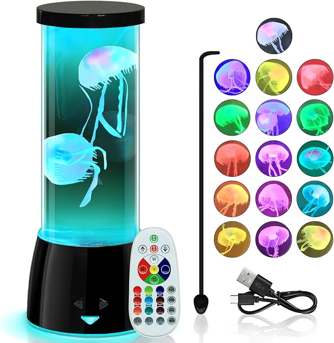 LEDHOLYT Cool Jellyfish Lamp – Remote Dimmable Control Multi & 17 Color Changing Mood Light – Gifts for Kids,Holiday Gift ...