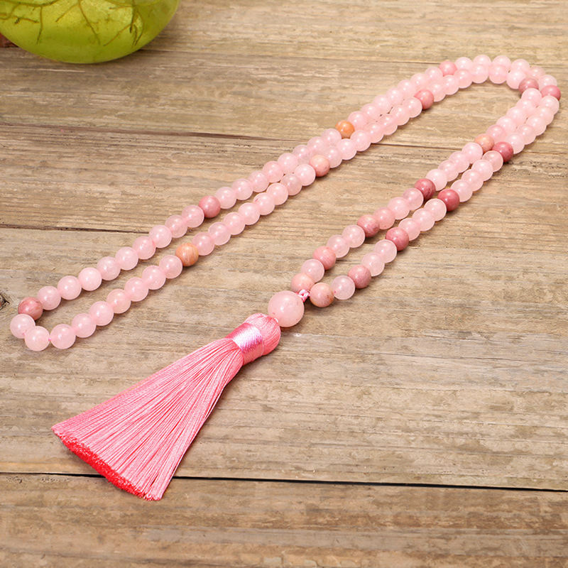 Stone Bead String Long Fringe Yoga Necklace Bracelet Crystal