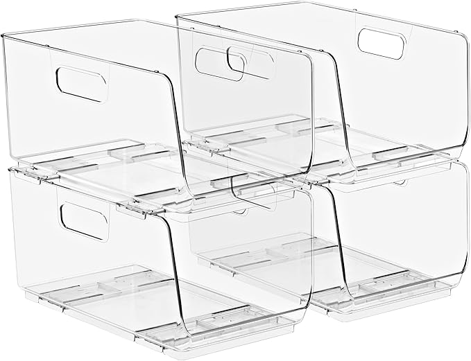 Sorbus Stackable Storage Bins Open Front - Pantry Bins for Storage and Organization for Kitchen - Clear Pantry Organizer B...