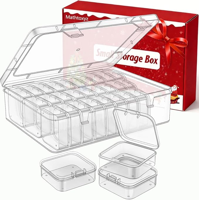 Mathtoxyz Bead Organizer Box, 31Pcs Small Beads Organizers and Storage Plastic Cases Mini Clear Dimond Storage Containers ...
