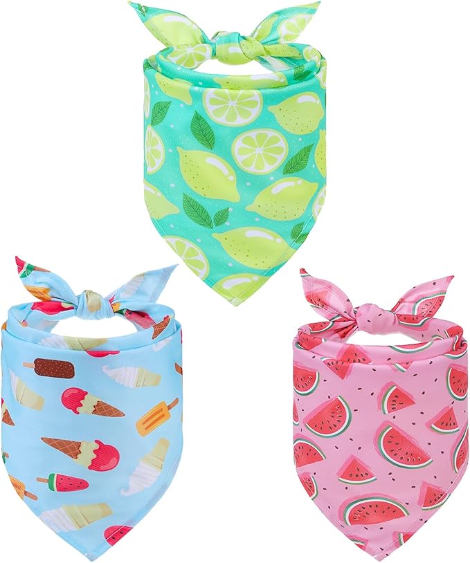 EXPAWLORER Dog Cooling Bandana - 3 Pack Summer Cool Down Hawaii Triangle Pet Scarf Ice Vest Neck Wrap Cooler in Cute Fruit...