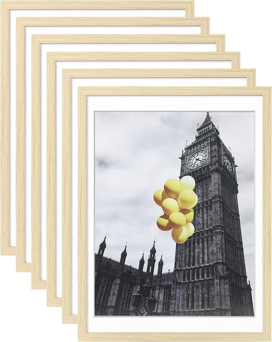 BSRHOME Picture Frame, Set of 6 12x16 Natural Wood, Poster Frame with Plexiglass, Tabletop & Wall Mount, Ideal Gift for An...