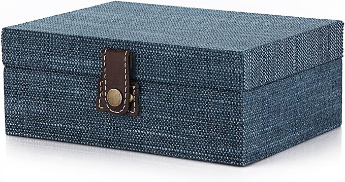 Hipiwe Treasure Chest Box - Wooden Decorative Trinket Jewelry Box with Clasp Memento Case Box Rectangular Keepsake Jewelry...
