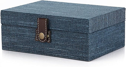 Hipiwe Treasure Chest Box - Wooden Decorative Trinket Jewelry Box with Clasp Memento Case Box Rectangular Keepsake Jewelry...