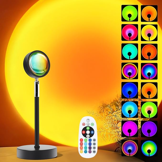 Sunset Lamp Projector, Rainbow Projection Led Lights with Remote, 16 Colors Multicolor Changing LED Night Light, Sunlight ...