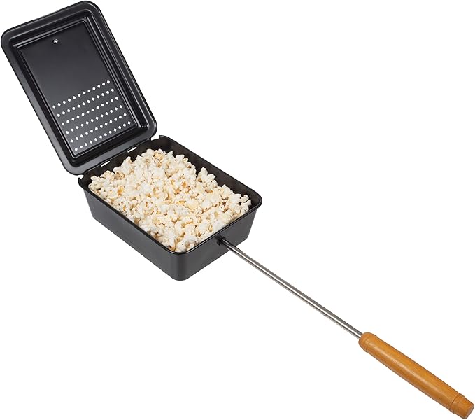 Campfire Popcorn Popper - Old Fashioned Popcorn Maker with Nonstick Finish and Extended Handle - Camping Gear and Campfire...