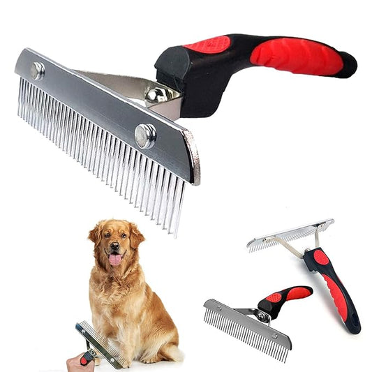 Dog Brushes for Grooming Large Dogs, Undercoat Dog Rake Long Hair Pet Comb Pet Grooming Brush with Anti-Slip Handle, Steel...