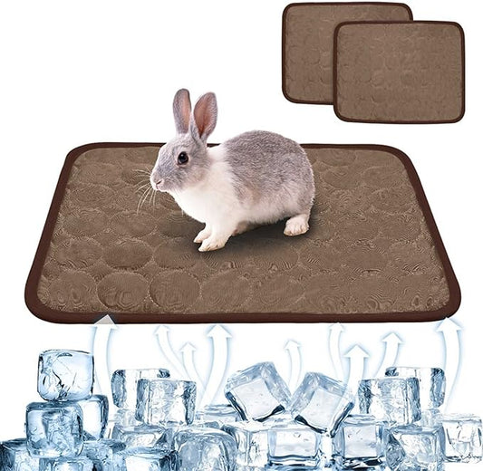 2PCS Summer Cooling Mat for Rabbit, Washable Bunny Bed, Rabbit Bed Mat, Guinea Pig Cage Liner Hamster Pad, Fleece Sleep Pa...