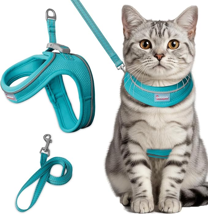 Cat Harness and Leash Set,Escape Proof Kitten Harness,Step in Adjustable Soft Lightweight,Easy Control,Reflective Strips C...