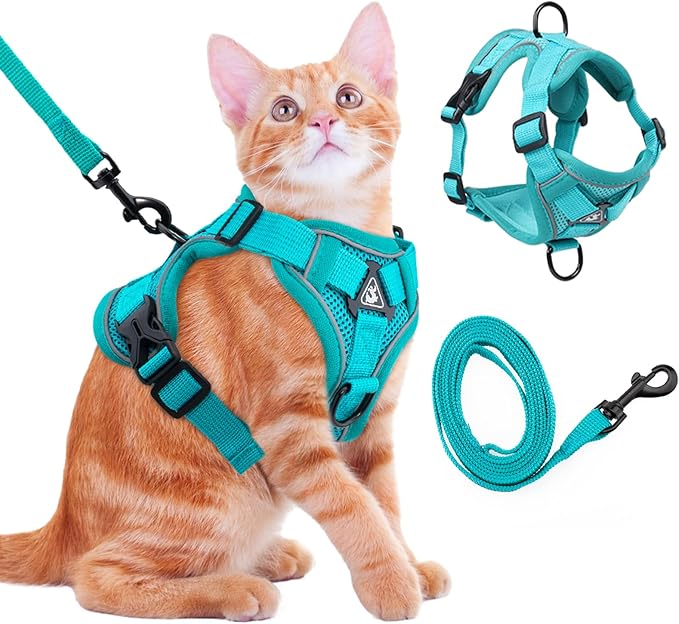 Cat Harness and Leash for Walking Soft Cat Harness Escape Proof, Adjustable Kitten Harness Cat Leash Reflective Strips Jac...