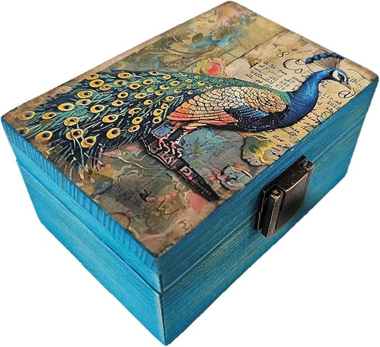 RK Collections Peacock Trinket Keepsake Box. Jewerly Box. Peacock Lovers Gift Idea for storing Necklace, Earrings, Trinket...