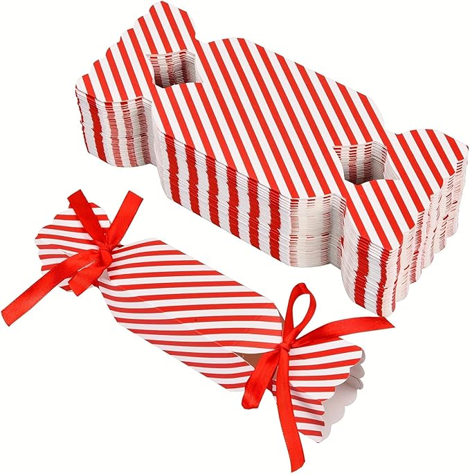 Gift For Her/Him 150pcs Striped Packaging Gift Box Wedding Party Supplies Valentine'S Day Gift Box Packaging Supplies (Red)