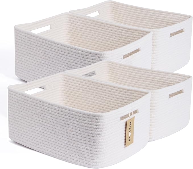 MiniArk Large Storage Baskets for Organizing, Closet Shelf Baskets for Clothes Blanket Towels, Baby Nursery, Toy Bins Box,...