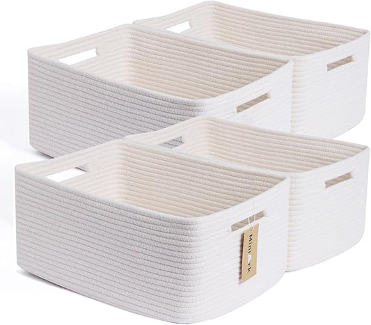 MiniArk Large Storage Baskets for Organizing, Closet Shelf Baskets for Clothes Blanket Towels, Baby Nursery, Toy Bins Box,...