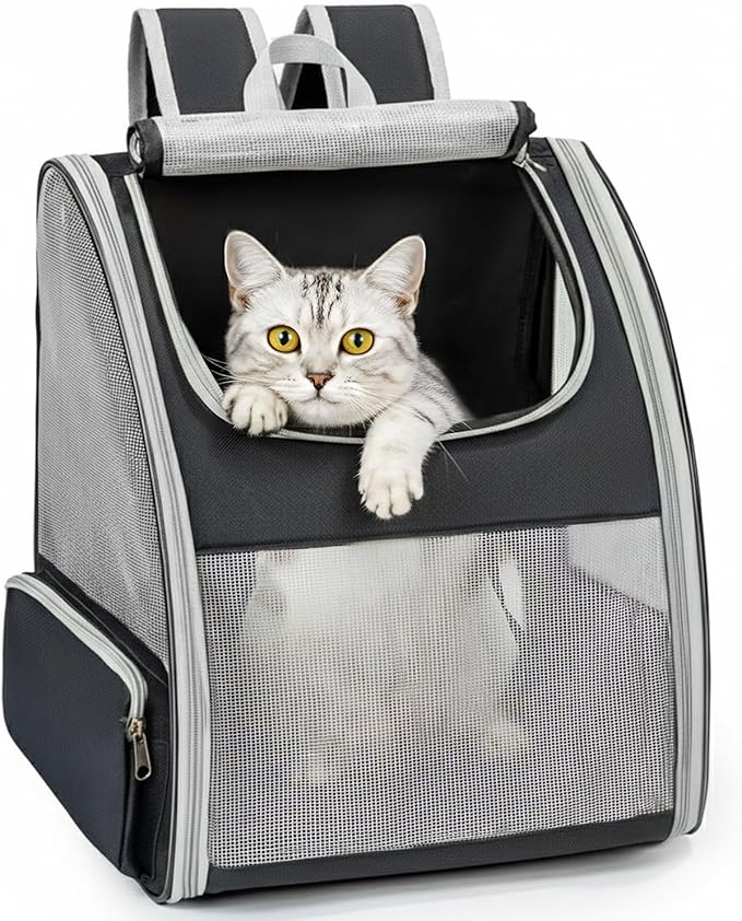 Conlun Cat Backpack Carrier for Small Dogs and Cats Fit Up to 15 Lbs,Small Dog Backpack, Foldable with 3-Side Mesh Window...