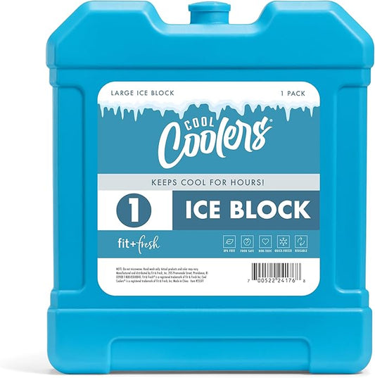 Cool Coolers by Fit + Fresh, XL Cooler Ice Block, Large and Powerful Ice Pack, Perfect for Insulated Cooler, Beach Bag, Ba...